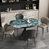 Versatile Dining Table with Marble-Pattern Stone Top & Steel Base - 2 of 4