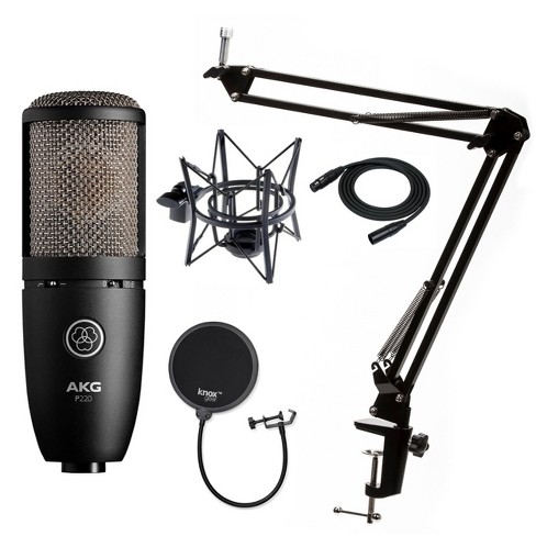 AKG P220 Condenser Microphone with Knox Gear Pop Filter and Boom Arm Stand - image 1 of 3