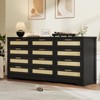 12-Drawer Rattan Dresser, Modern Wood Chest with Smooth Slides for Bedroom, Closet, Living Room & Hallway - 3 of 4