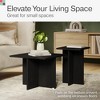Stead Square Fluted Nesting Coffee Table - 2 Piece Coffee Table Set - Solid Wood Base and Oak Veneer Top (Black) - 3 of 4