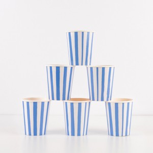 Meri Meri Blue Stripe Cups (Pack of 8) - 1 of 2