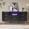 TV Cabinet with Storage LED Lights,Power Outlets,Dresser with 8 Drawers Open Shelf - 2 of 4