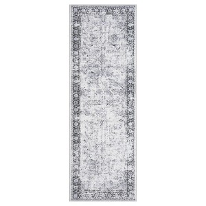 Washable Modern Abstract Indoor Area Rugs, Distressed Floral Print Non Slip Carpet for Home Office - 1 of 4