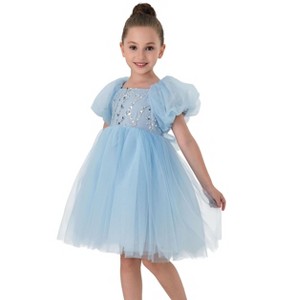 2Bunnies Girls Babydoll Sequin Bodice Tulle Bow Princess Dress - 1 of 4