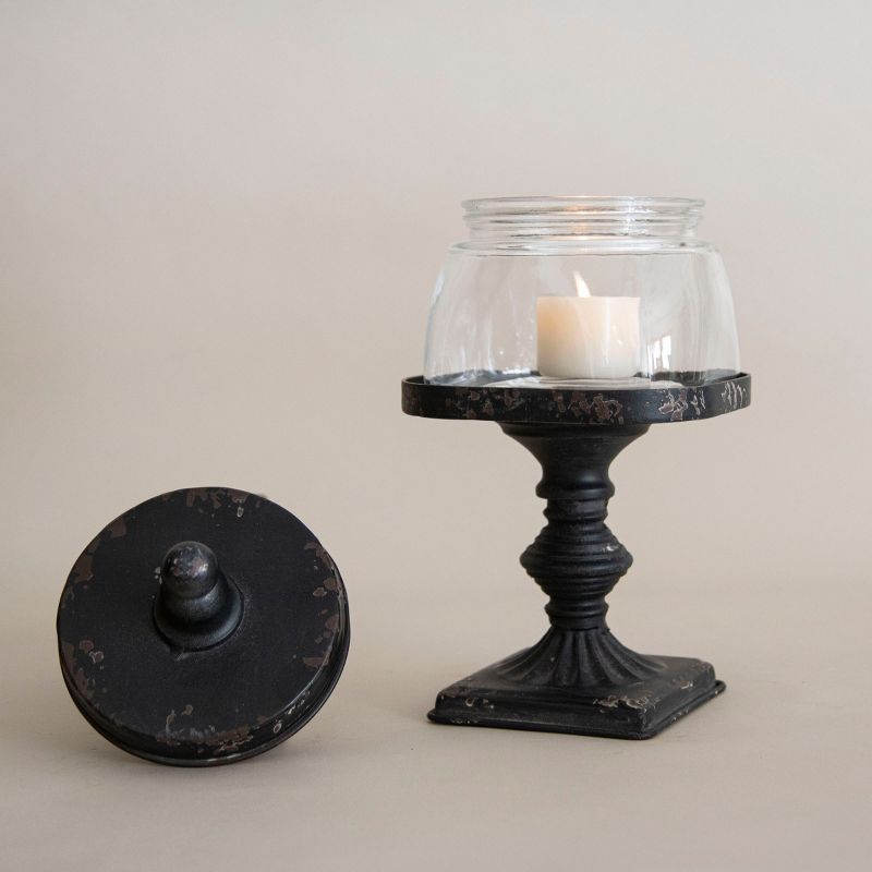 Glass Jar with Black Distressed Metal Finial Stand - Foreside Home & Garden, 5 of 7