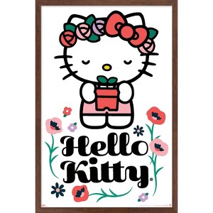 Trends International Hello Kitty: 21 Spring Cleaning - Kitty With Plant Framed Wall Poster Prints - 1 of 4