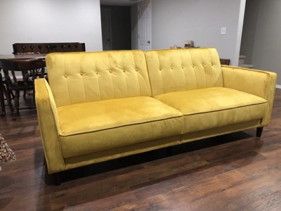 Neely Futon With Bolster Pillows Mustard Velvet - Mr. Kate : Target