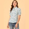 Allegra K Women's Vintage Floral Turnover Collar Split Neck Puff Short Sleeve Chiffon Blouse - 4 of 4