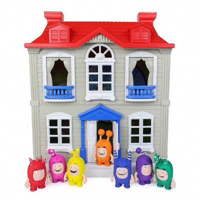 Oddbods Red, White, and Grey House Playset for Kids - Features Indoor and Outdoor Spaces with Furniture and 7 Detailed Oddbods Figurines, Ages 3+