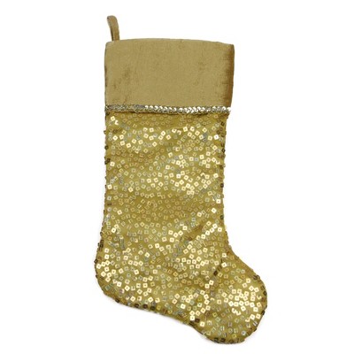 Northlight 20.5" Gold Holographic Sequined Shiny Christmas Stocking