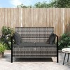 vidaXL 2-Seater Patio Bench with Cushion, Gray Poly Rattan - 2 of 4