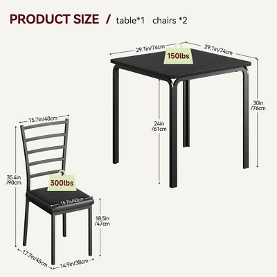 Dining Table for 2/4, Small Square kitchen Dinner Table Set for 2,Space Saving Wood Modern Dinette With Upholstered