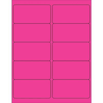 Box Partners Rectangle Laser Labels 4" x 2" Fluorescent Pink 1000/Case LL178PK