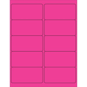 Box Partners Rectangle Laser Labels 4" x 2" Fluorescent Pink 1000/Case LL178PK - 1 of 1
