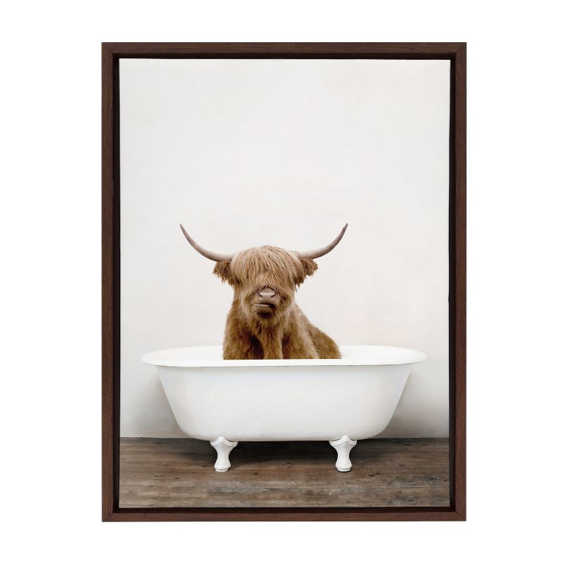 18&#34; x 24&#34; Sylvie Highland Cow in Tub Color Framed Canvas by Amy Peterson Brown - Kate &#38; Laurel All Things Decor, 2 of 7