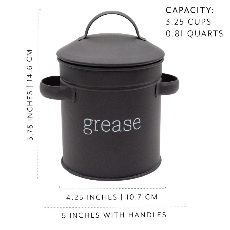 AuldHome Design Grease Container, Enamelware Bacon Grease Can w/ Strainer, Farmhouse Style, Keto-Friendly, 3 of 9
