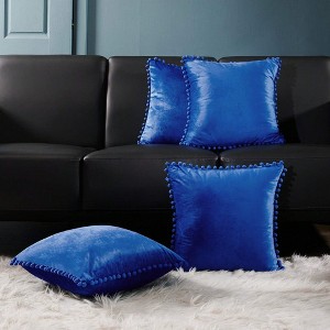 Deconovo Velvet Pom-Pom Decorative Throw Pillow Covers Set, Multiple Sizes, 4-Pack - 1 of 4