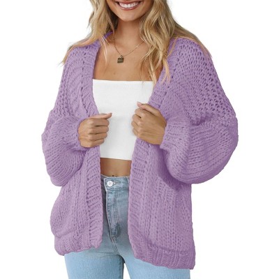 Womens Sweater Knit Cardigan with Pockets Open Front Cable Knit Sweater Chunky Thick Sweater Cardigan for Winter Comfy Knitwear