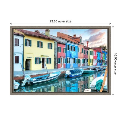 Colorful Cityscape Canal Framed Canvas Print, 16 x 23 inches