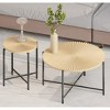 KIGFTSOD Radial Pattern Coffee, End Table, Waterproof MDF with PVC Cover, Distressed Cylindrical, Black Metal Legs, Classic Rustic - 3 of 4