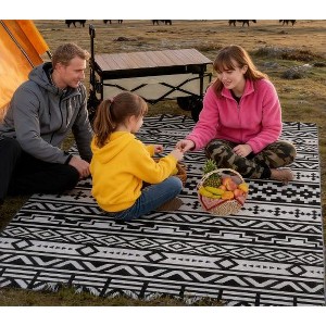 Airsurfer Large Black and White Indoor and Outdoor Area Rugs Durable Beach Picnic Blanket Portable Mat for Beach Outings - 1 of 4