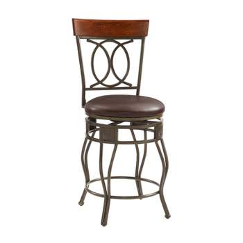Malise Faux Leather Padded Swivel Counter Height Barstool Bronze - Linon