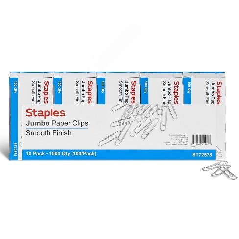 Staples Smooth Paper Clips Jumbo Silver 100/Box 10 Boxes/Pack (A7026605/72578) ST72578/A70266 - image 1 of 4