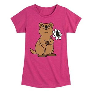 Girls' - Instant Message - Quokka Flower Fitted Short Sleeve Graphic T-Shirt - 1 of 4