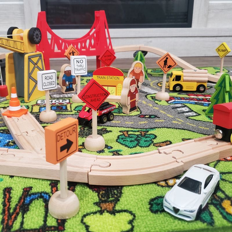 Attatoy Toy Wooden Road Construction Traffic Sign Set; Street Signs Small Toy Cars and Other Diecast Vehicles, Wood Cars and Toys, 2 of 9