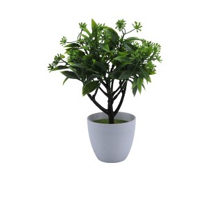 Unique Bargains Artificial Plants Coin Chrysanthemum with Round Pot Plastic 3.15"x3.15"x9.45" 1 Pc - 1 of 4