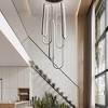 BAOURE 6 Ring Modern LED Chandeliers Dimmable Black Pendant Light Fixture 78in High Ceiling Chandelier for Foyer Living Room - 2 of 4