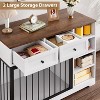 Dog Crate, Wooden Dog Kennel End Table with 2 Drawers and 4 Open Storage Shelves, Removable Bowls - 2 of 4