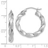 Black Bow Jewelry 4mm x 26mm Polished 14k White Gold Hollow Twisted Round Hoop Earrings - 4 of 4