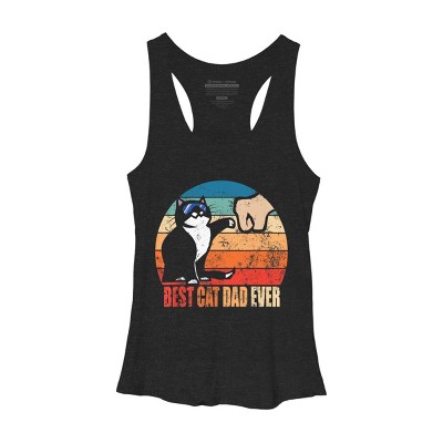 Women's Design By Humans Retro Best Cat Dad Ever By MiuMiuShop Racerback Tank Top