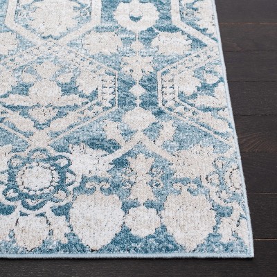 Palermo Blue and Beige Hand-Knotted Viscose 8' x 10' Rug