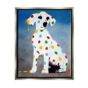Kids' Wall Art By ale Saiz Studio Urban Style Abstract Dog Polka Dots Gray Framed Kids' Floater Canvas - Stupell Industries - 1 of 4