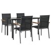 vidaXL 5-Piece Patio Dining Set-Black Textilene and Steel Frame-Outdoor Furniture with Tempered Glass Tabletop and Comfortable Seating - 3 of 4