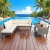 9-Piece Outdoor Patio Furniture Set with PE Wicker, Acacia Wood, Removable Cushions & Pillows, Multi-Functional Modular Sofa - 2 of 4