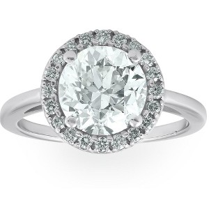 Pompeii3 1 1/2 Ct Diamond Low Profile Round Engagement Ring 14k White Gold Lab Created - 1 of 4
