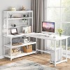 Tribesigns 55.11" Computer Desk with Wireless Charging 5 Storage Shelves, Office Desk Study Table Writing Desk with Hutch for Home Office - 2 of 4