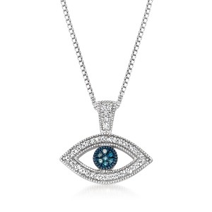 Ross-Simons 0.10 ct. t.w. Blue and White Diamond Evil Eye Pendant Necklace in Sterling Silver - 1 of 3