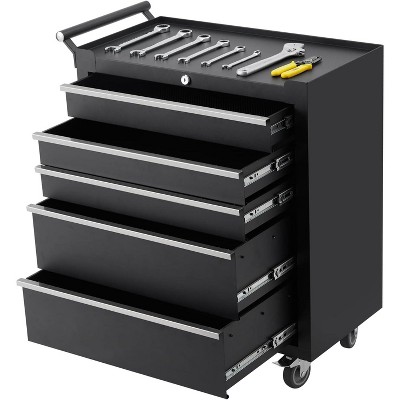 24-Inch Rolling Tool Chest with 5 Drawers – Mobile Tool Organizer with Lock and Drawer Liners