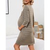 Women's Maternity Nightgown 3/4 Sleeve Striped Nursing Sleepshirt Button Breastfeeding Sleep Dress - 4 of 4