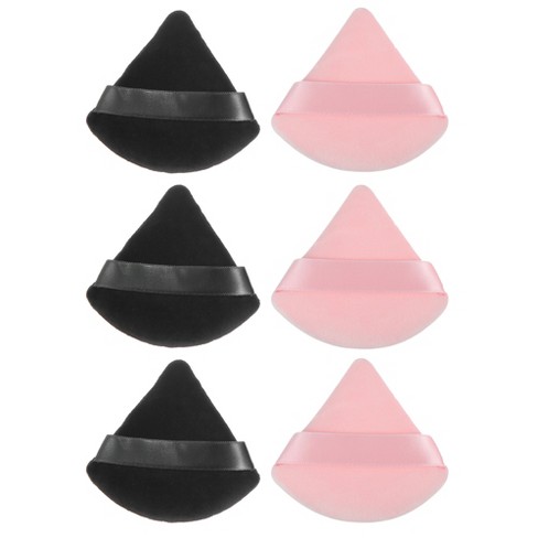 Unique Bargains Soft Triangle Puff Loose Powder Blender Beauty Makeup Tool Short Plush Black Pink 6 Pcs