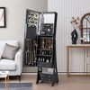 Tangkula Jewelry Cabinet Armoire Full Length LED Mirror W/ 6 Drawers & Makeup Shelf Black - 2 of 4