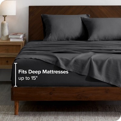 Full Dark Grey Organic Linen Sheet Set