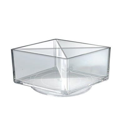 Clear Acrylic Four Compartment Revolving Desk Organizer 8"W x 8"D x 4"H