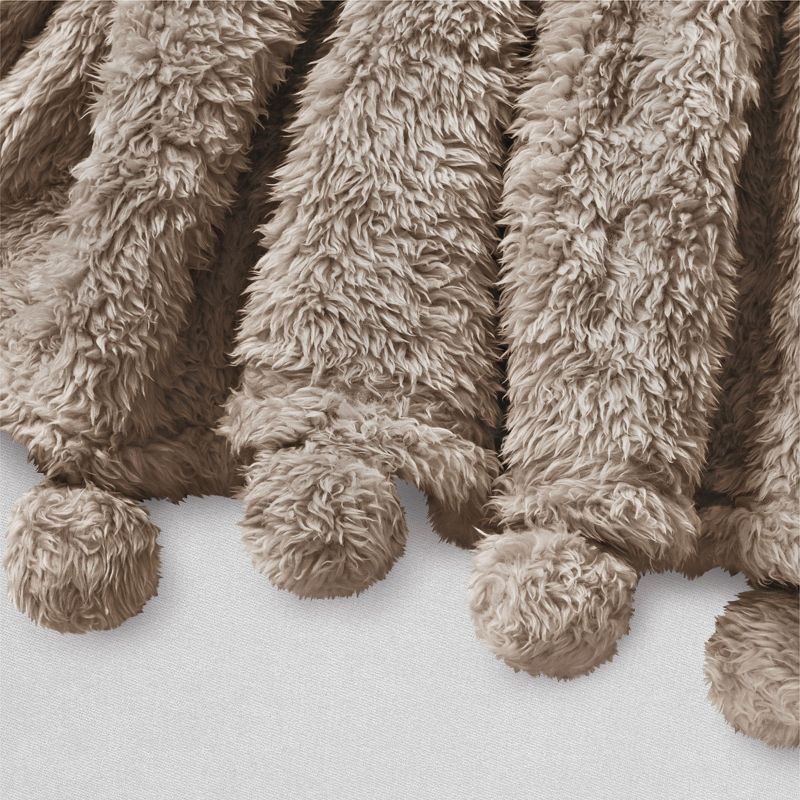 PAVILIA Fluffy Throw Blanket with Pompom, Lightweight Soft Plush Cozy Warm Pom Pom Fringe for Couch Sofa Bed, 3 of 8