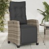 vidaXL Reclining Patio Chairs 2 Pcs - Gray PE Rattan Adjustable Backrest & Footrest, Cushions, Powder-Coated Steel Frame, 22.4"x26"x36.6" - 3 of 4