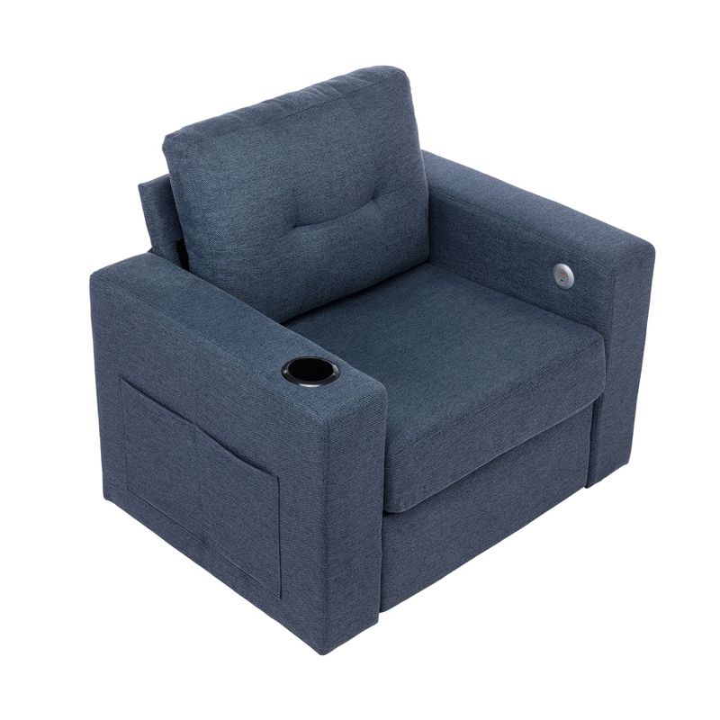 38.6" Modern Accent 90 Degree Swivel Chair with Drink Holder, Soft Velvet Sofa Chair 4A - ModernLuxe, 5 of 10